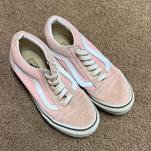 Vans Girls Blush Pink and White Low-Top Sneakers size 1